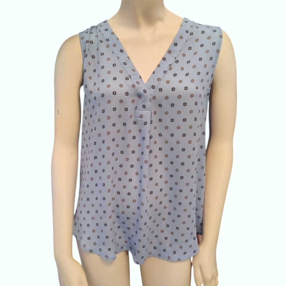 Ann Taylor Women's Sleeveless Blue Polka Dot Top Blouse Size S NWT
